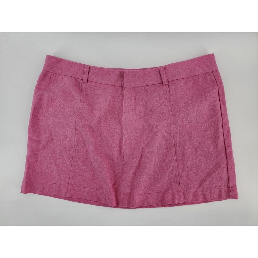 PrettyLittleThing Pink Linen Blend Mini Skirt Size 8 UK 12 EUR 40